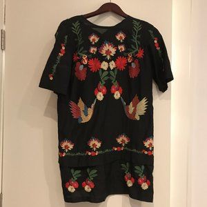 ZARA black embroidered sheath/mini dress (S/M)